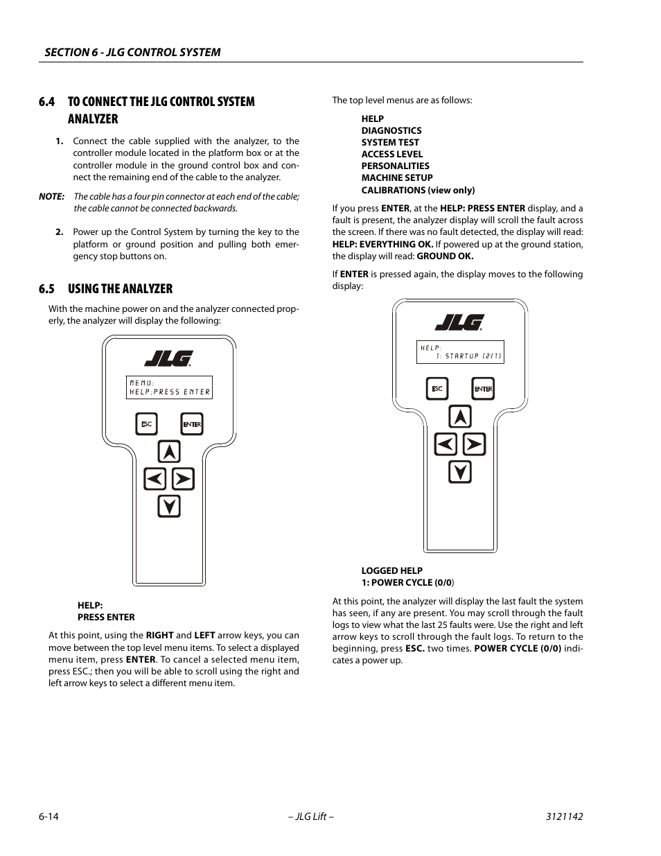 4 to connect the jlg control system analyzer, 5 using the analyzer, To connect the jlg control system analyzer -14 | Using the analyzer -14 | JLG 1350SJP Service Manual User Manual | Page 390 / 554