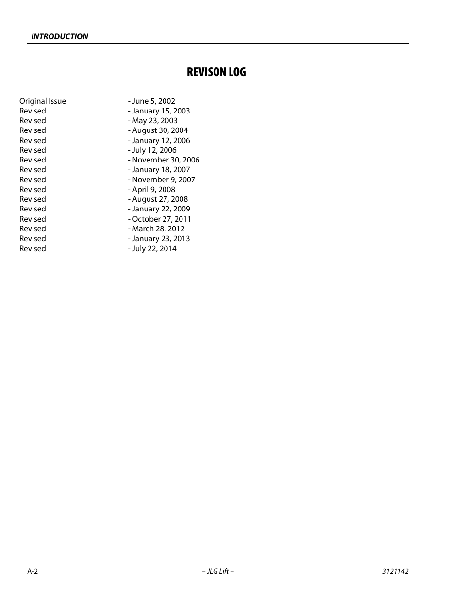 Revison log | JLG 1350SJP Service Manual User Manual | Page 4 / 554