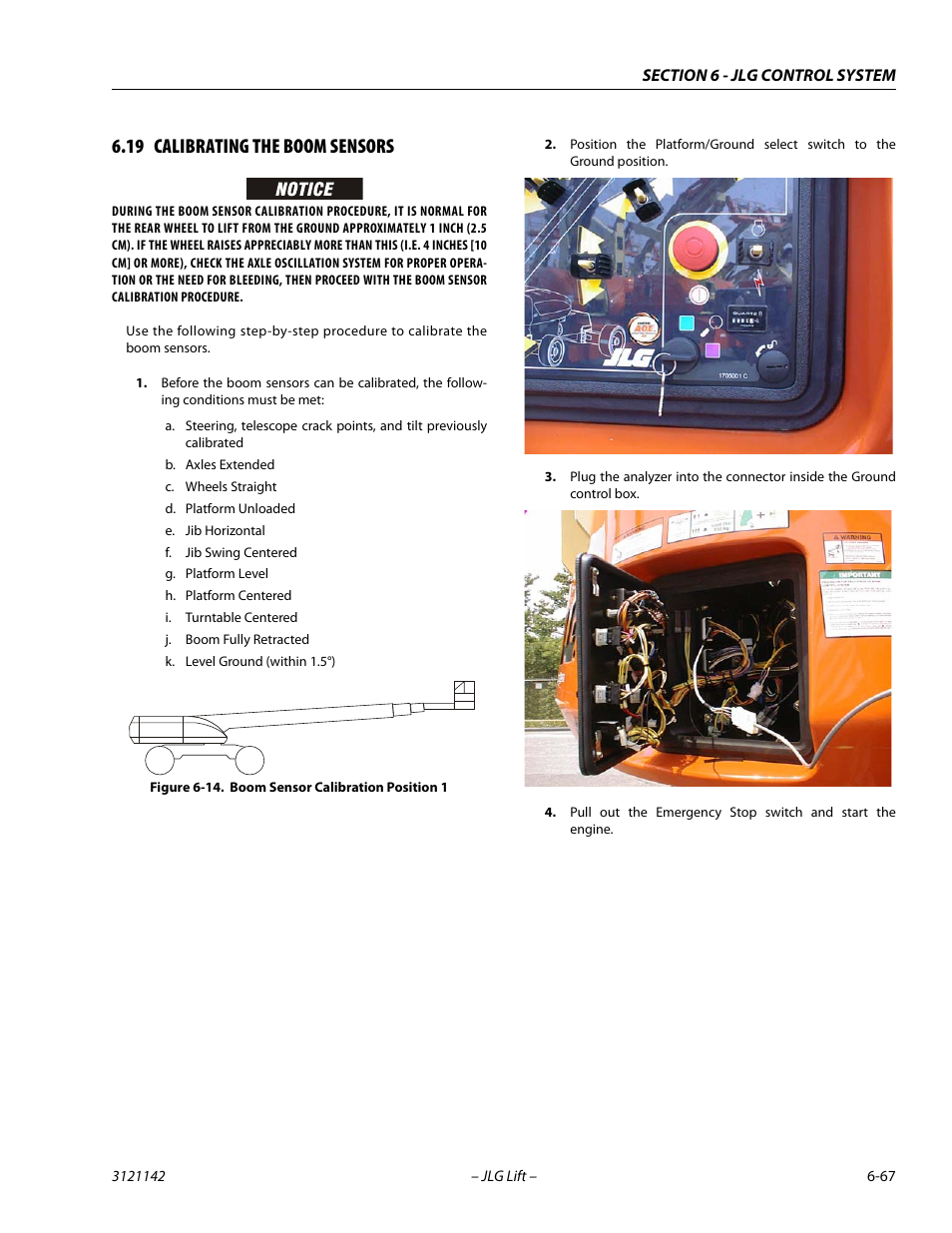 19 calibrating the boom sensors, Calibrating the boom sensors -67, Boom sensor calibration position 1 -67 | JLG 1350SJP Service Manual User Manual | Page 443 / 554