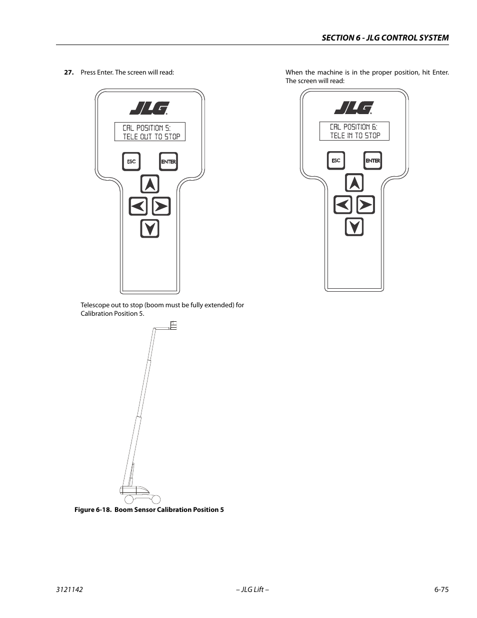 Boom sensor calibration position 5 -75 | JLG 1350SJP Service Manual User Manual | Page 451 / 554
