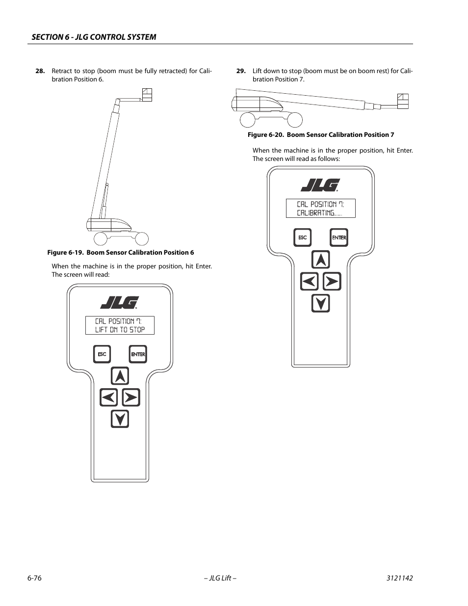 Boom sensor calibration position 6 -76, Boom sensor calibration position 7 -76 | JLG 1350SJP Service Manual User Manual | Page 452 / 554