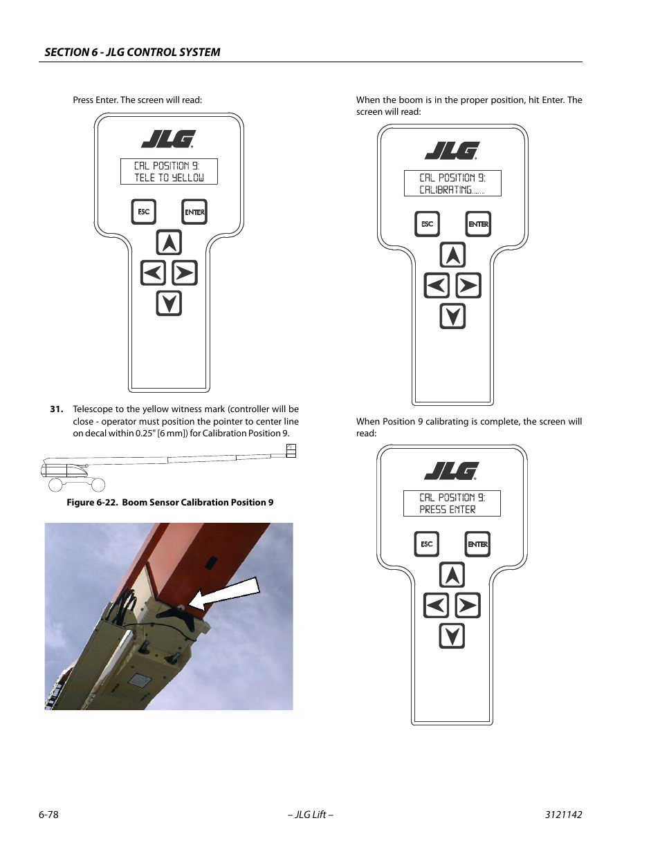 Boom sensor calibration position 9 -78 | JLG 1350SJP Service Manual User Manual | Page 454 / 554