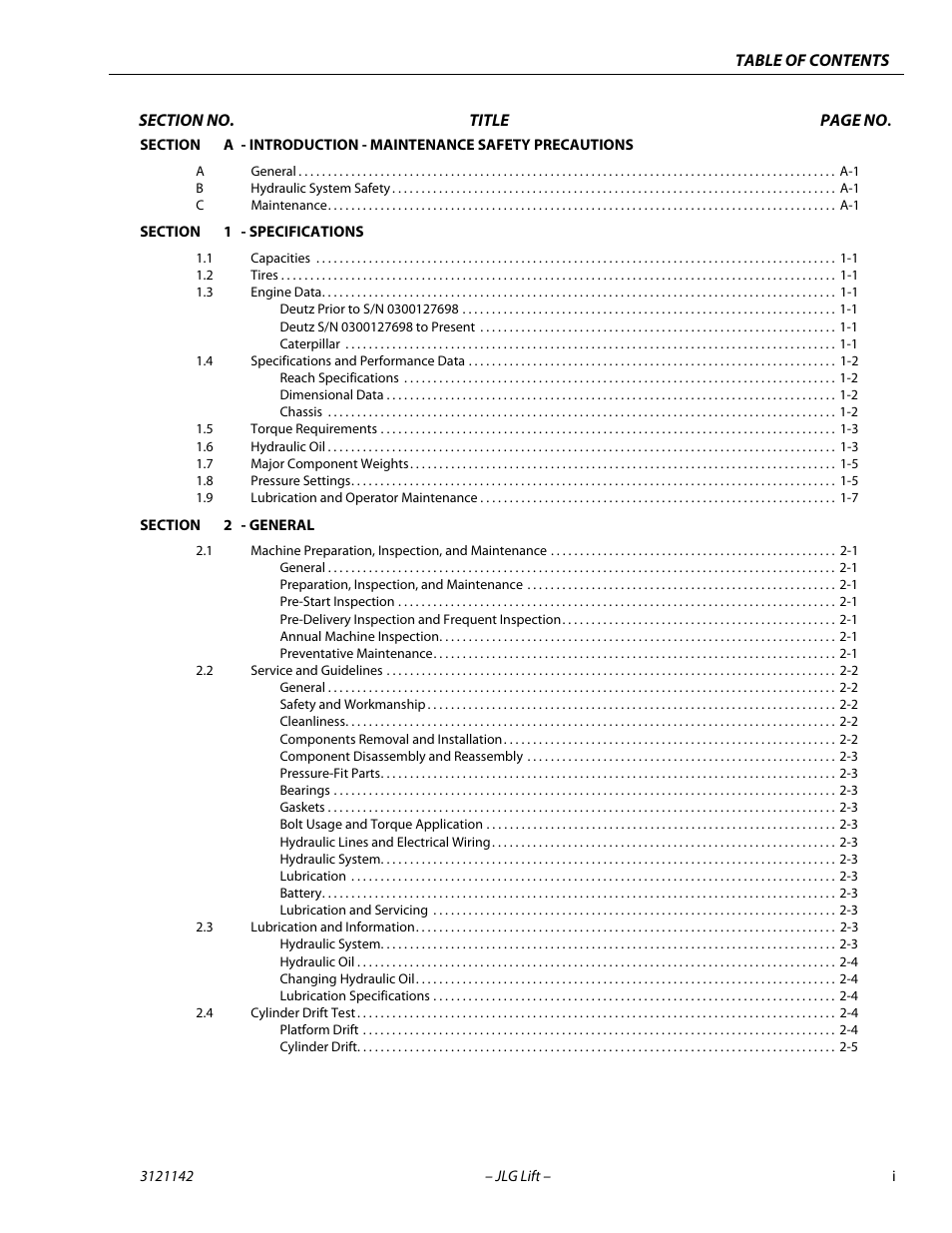 JLG 1350SJP Service Manual User Manual | Page 5 / 554