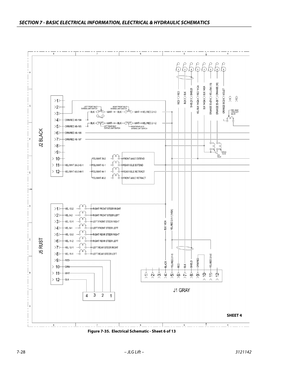 Electrical schematic - sheet 6 of 13 -28 | JLG 1350SJP Service Manual User Manual | Page 536 / 554