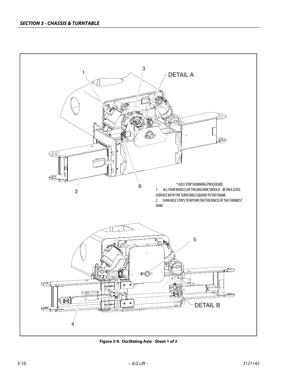Oscillating axle - sheet 1 of 2 -10, Detail a detail b | JLG 1350SJP Service Manual User Manual | Page 56 / 554