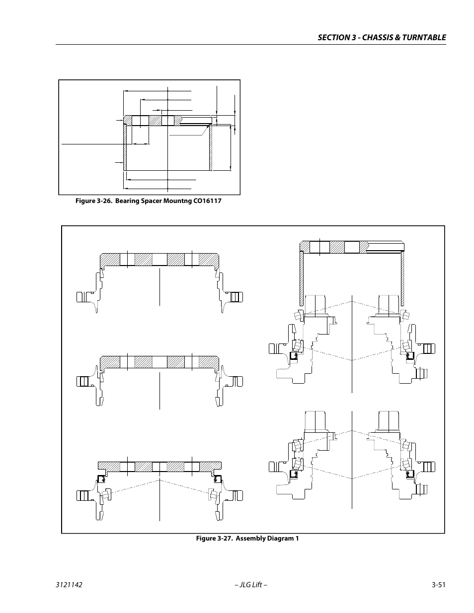 Bearing spacer mountng co16117 -51, Assembly diagram 1 -51 | JLG 1350SJP Service Manual User Manual | Page 97 / 554
