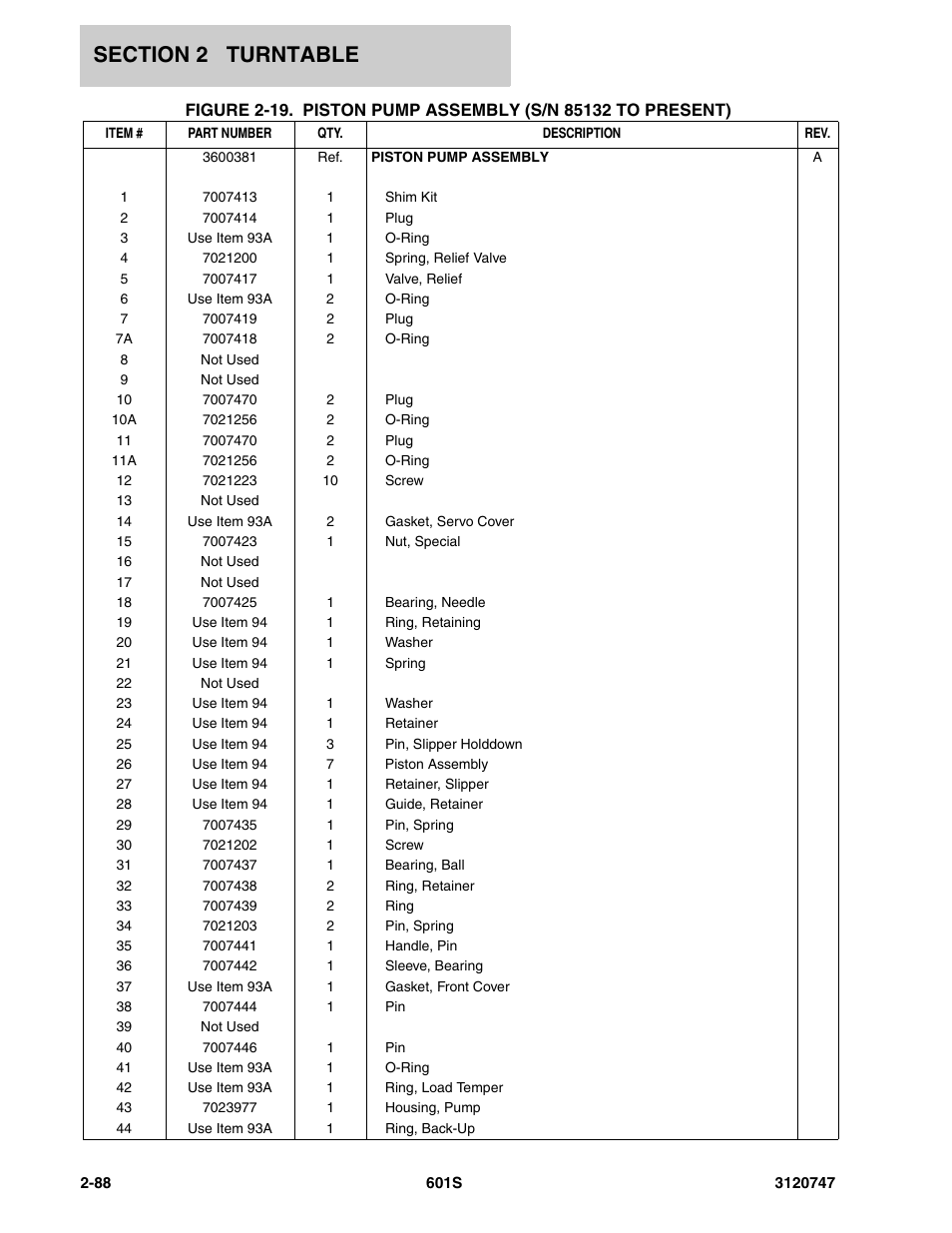 JLG 601S ANSI Parts Manual User Manual | Page 134 / 384