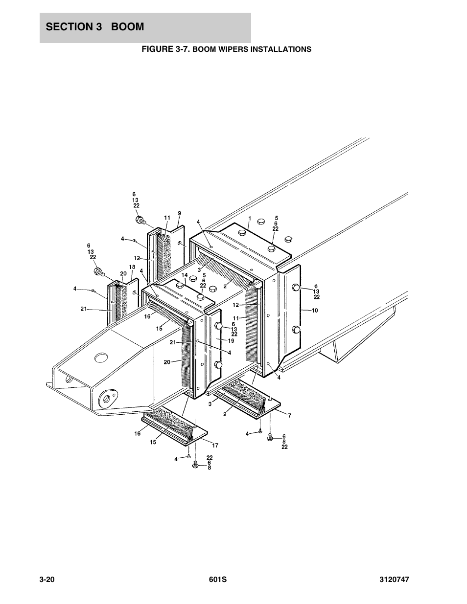 Figure 3-7. boom wipers installations | JLG 601S ANSI Parts Manual User Manual | Page 196 / 384