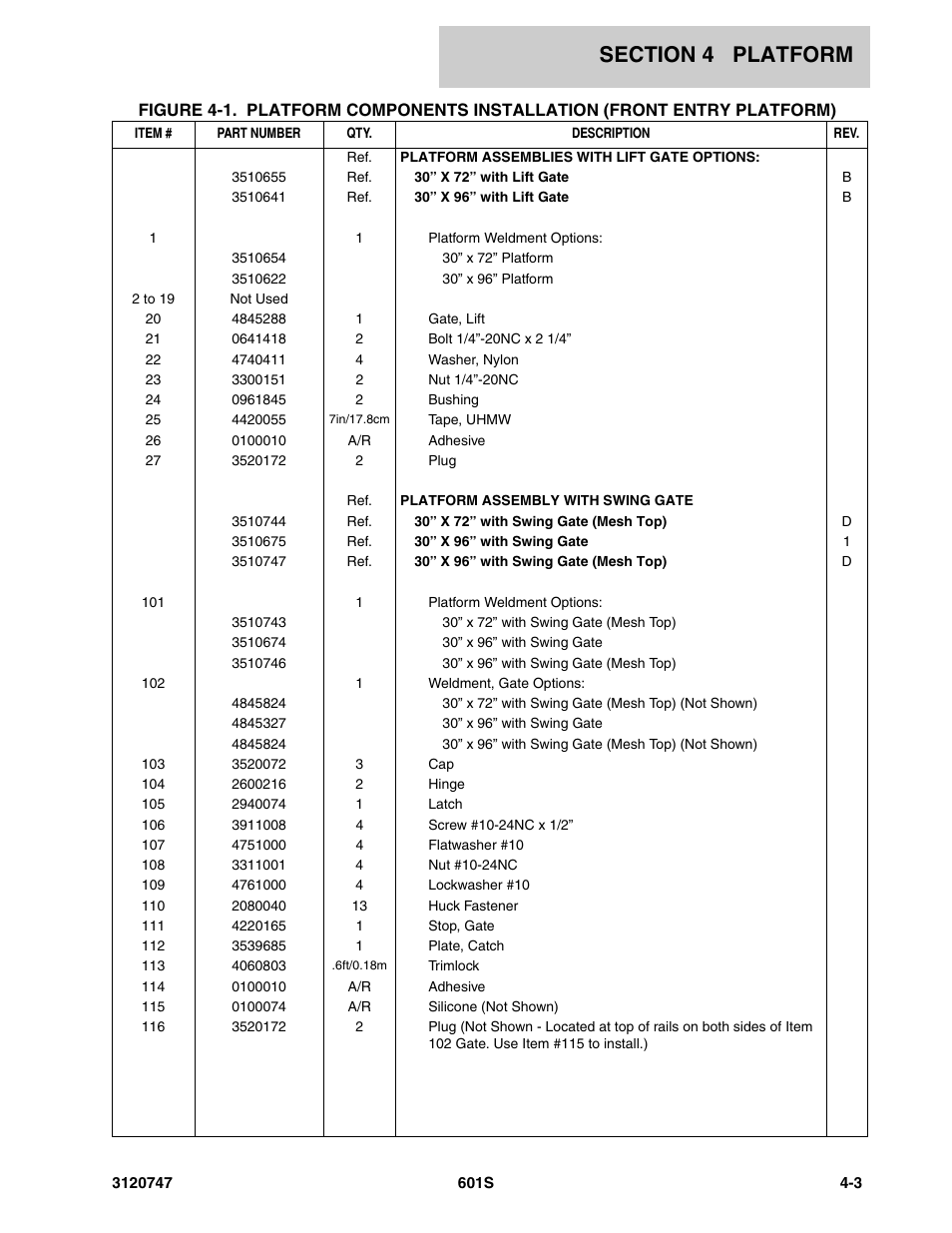 JLG 601S ANSI Parts Manual User Manual | Page 201 / 384