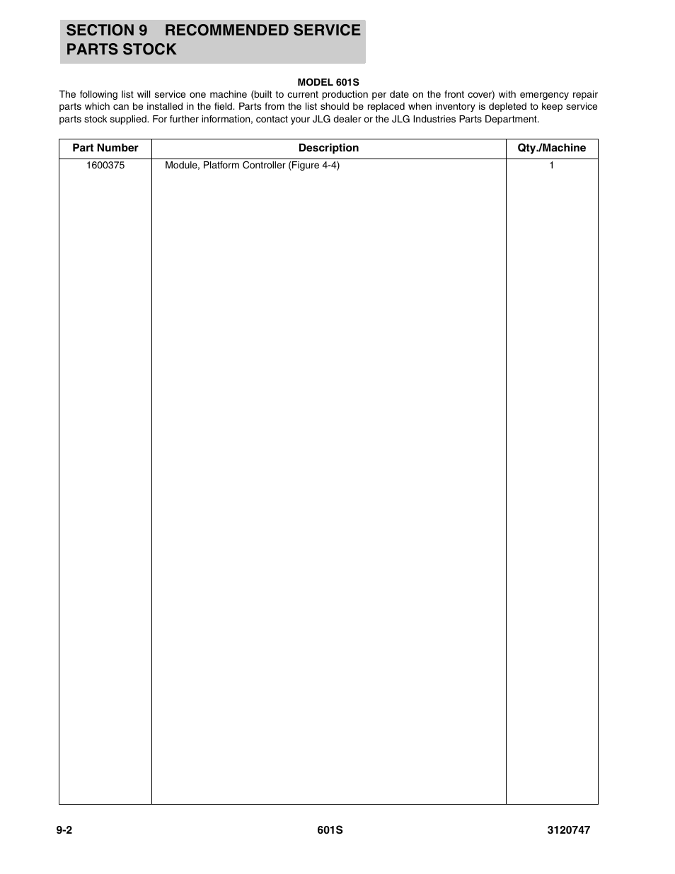 JLG 601S ANSI Parts Manual User Manual | Page 360 / 384