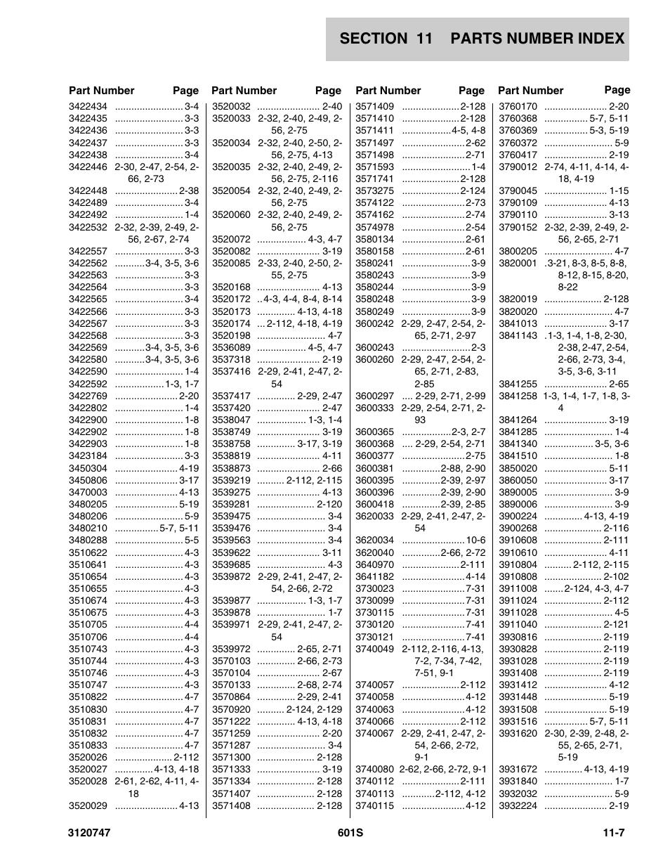 JLG 601S ANSI Parts Manual User Manual | Page 375 / 384