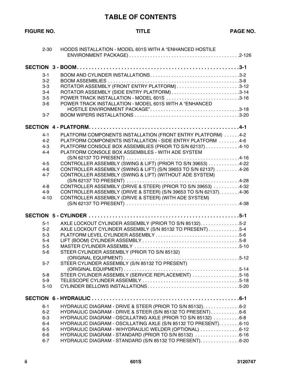 JLG 601S ANSI Parts Manual User Manual | Page 6 / 384