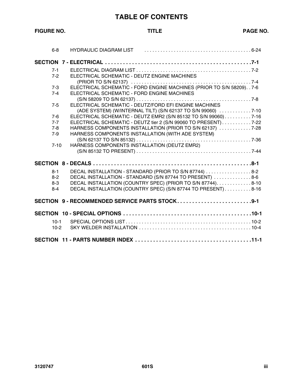 JLG 601S ANSI Parts Manual User Manual | Page 7 / 384