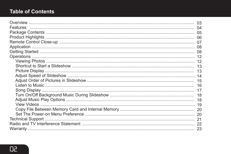 Aluratek ADMPF107 User Manual | Page 2 / 24