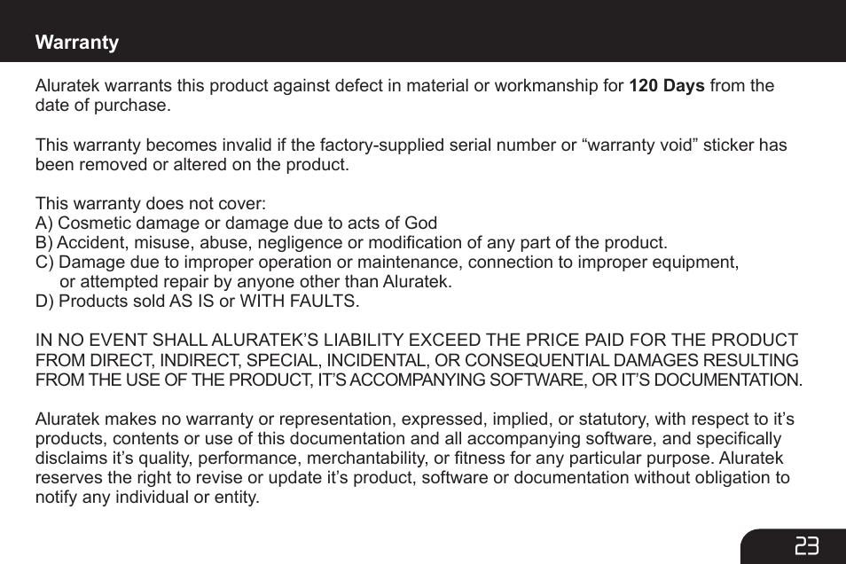 Aluratek ADMPF107 User Manual | Page 23 / 24