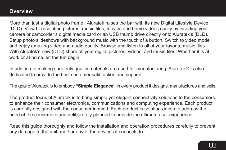 Aluratek ADMPF107 User Manual | Page 3 / 24