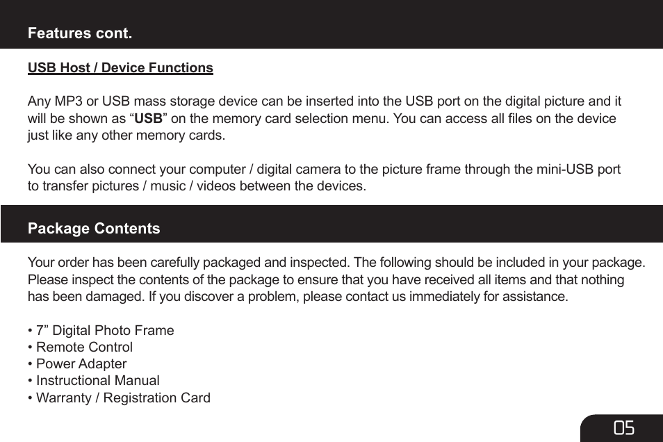 Aluratek ADMPF107 User Manual | Page 5 / 24