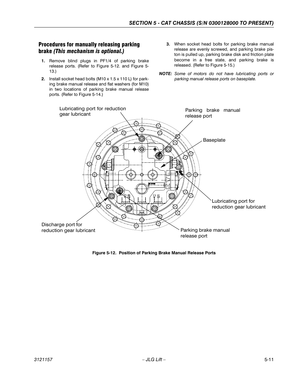 Position of parking brake manual release ports -11 | JLG 600SC_660SJC Service Manual User Manual | Page 103 / 406