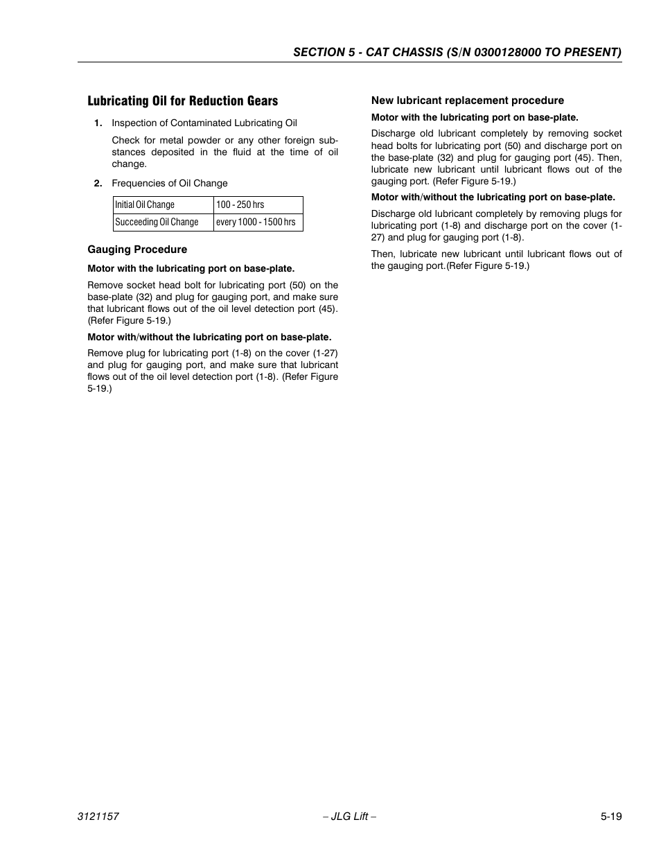 Lubricating oil for reduction gears, Lubricating oil for reduction gears -19 | JLG 600SC_660SJC Service Manual User Manual | Page 111 / 406