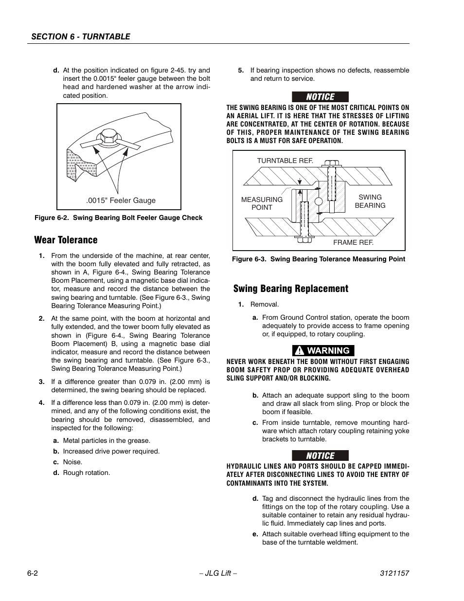 Wear tolerance, Swing bearing replacement, Wear tolerance -2 swing bearing replacement -2 | Swing bearing bolt feeler gauge check -2, Swing bearing tolerance measuring point -2 | JLG 600SC_660SJC Service Manual User Manual | Page 148 / 406