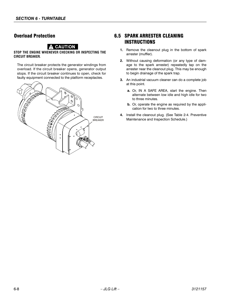 Overload protection, 5 spark arrester cleaning instructions, Overload protection -8 | Spark arrester cleaning instructions -8 | JLG 600SC_660SJC Service Manual User Manual | Page 154 / 406