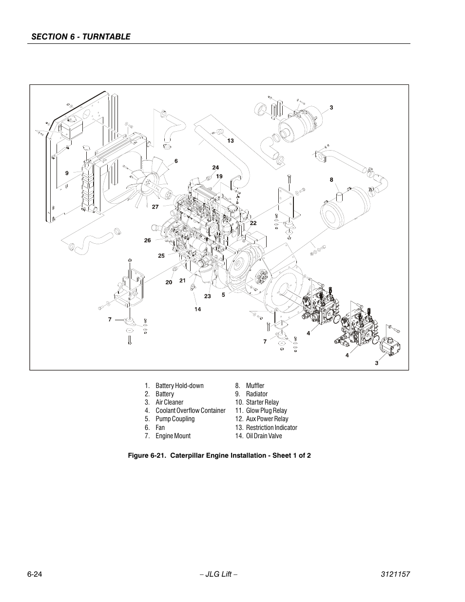 Caterpillar engine installation - sheet 1 of 2 -24 | JLG 600SC_660SJC Service Manual User Manual | Page 170 / 406