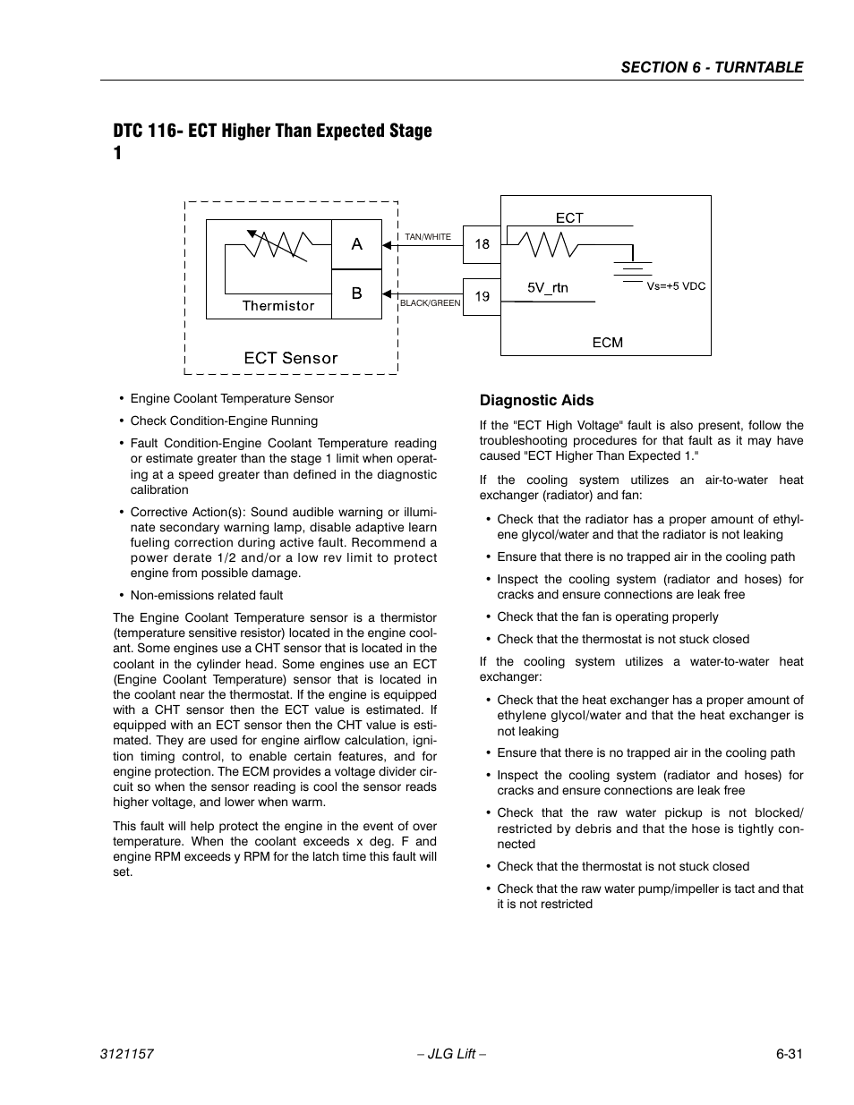 Dtc 116- ect higher than expected stage 1, Dtc 116- ect higher than expected stage 1 -31 | JLG 600SC_660SJC Service Manual User Manual | Page 177 / 406