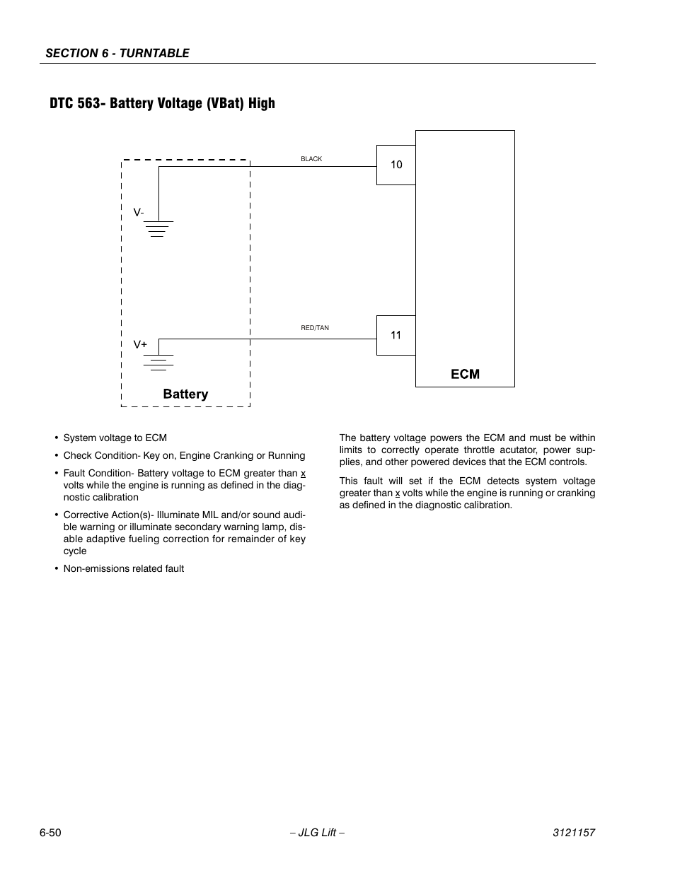 Dtc 563- battery voltage (vbat) high, Dtc 563- battery voltage (vbat) high -50 | JLG 600SC_660SJC Service Manual User Manual | Page 196 / 406