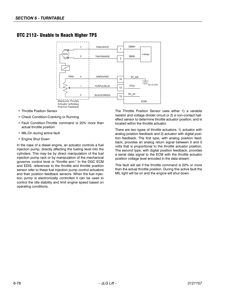 Dtc 2112- unable to reach higher tps, Dtc 2112- unable to reach higher tps -78 | JLG 600SC_660SJC Service Manual User Manual | Page 224 / 406