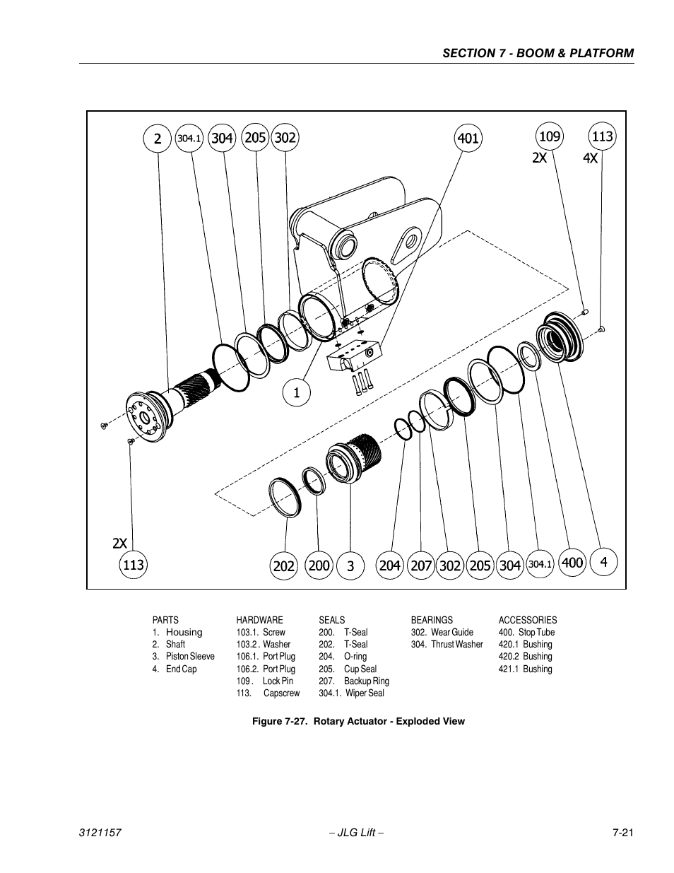 Rotary actuator - exploded view -21 | JLG 600SC_660SJC Service Manual User Manual | Page 247 / 406