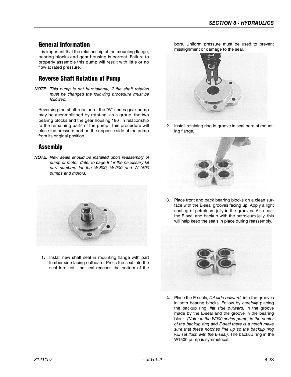 General information, Reverse shaft rotation of pump, Assembly | JLG 600SC_660SJC Service Manual User Manual | Page 283 / 406