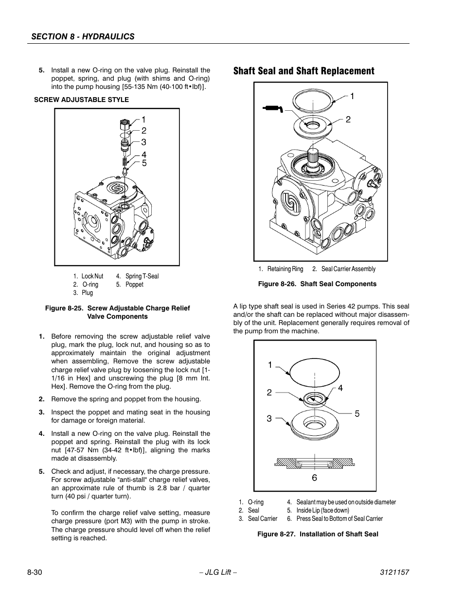 Shaft seal and shaft replacement, Shaft seal and shaft replacement -30, Shaft seal components -30 | Installation of shaft seal -30 | JLG 600SC_660SJC Service Manual User Manual | Page 290 / 406