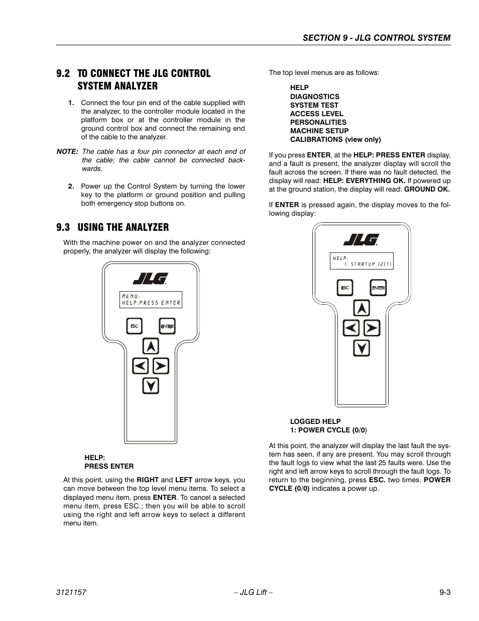 2 to connect the jlg control system analyzer, 3 using the analyzer, To connect the jlg control system analyzer -3 | Using the analyzer -3 | JLG 600SC_660SJC Service Manual User Manual | Page 299 / 406