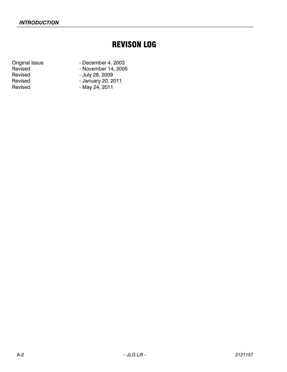 Revison log | JLG 600SC_660SJC Service Manual User Manual | Page 4 / 406