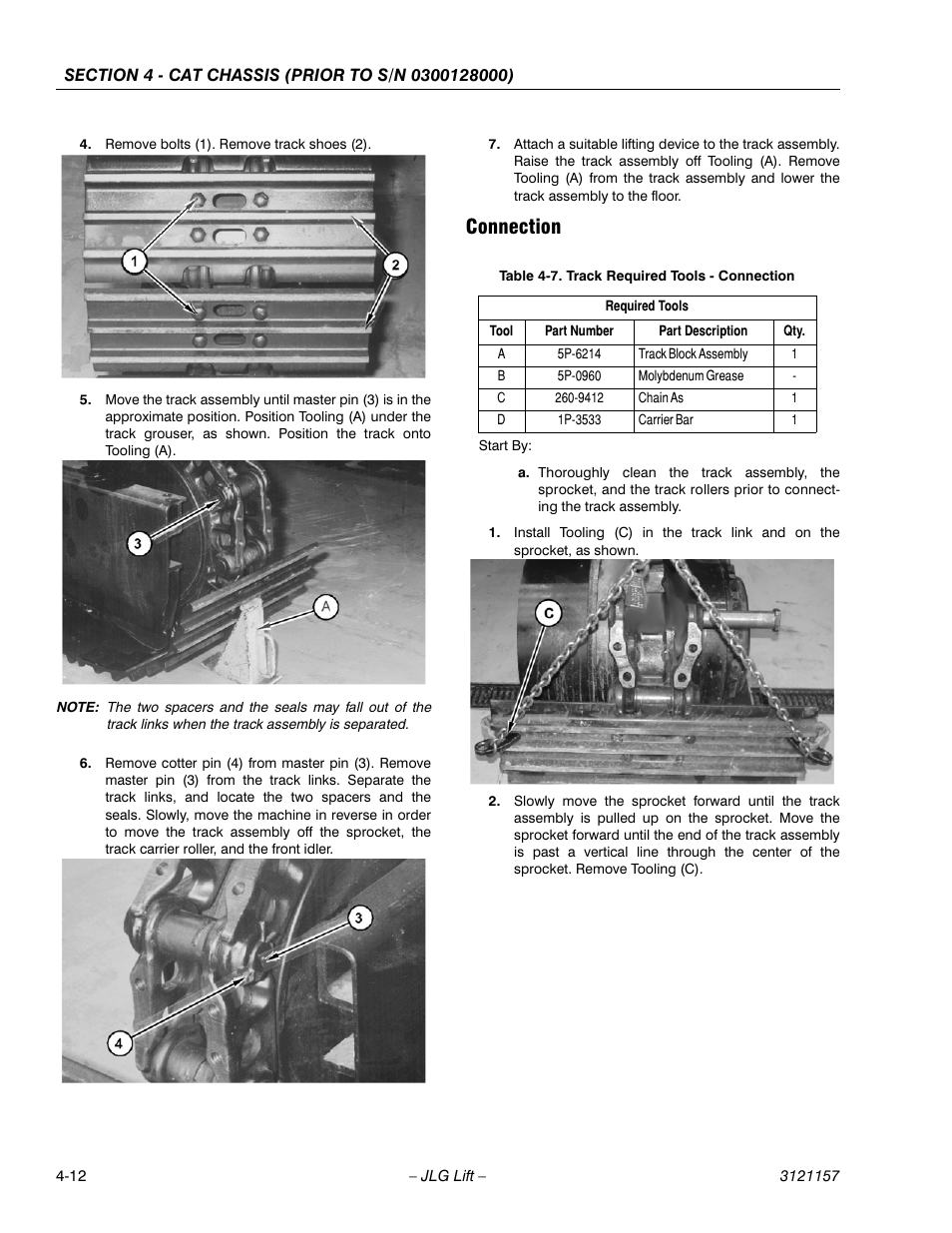 Connection, Connection -12, Track required tools - connection -12 | JLG 600SC_660SJC Service Manual User Manual | Page 74 / 406