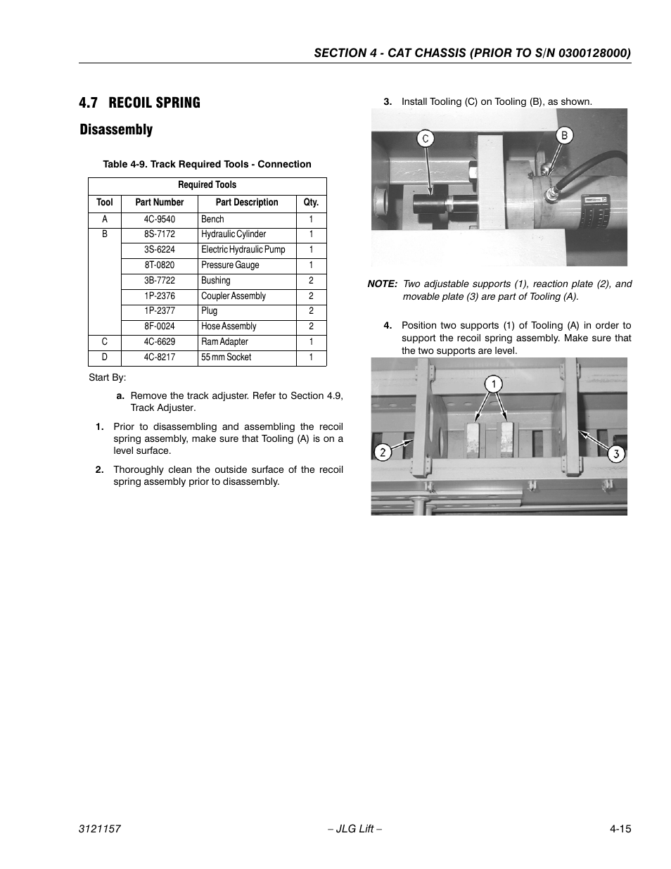 7 recoil spring, Disassembly, Recoil spring -15 | Disassembly -15, Track required tools - connection -15, 7 recoil spring disassembly | JLG 600SC_660SJC Service Manual User Manual | Page 77 / 406