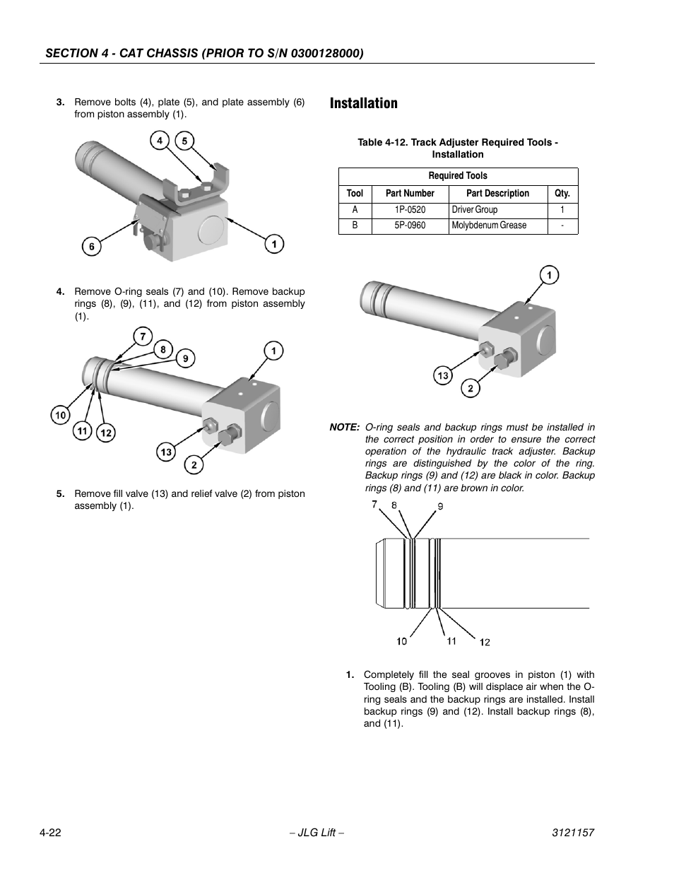 Installation, Installation -22, Track adjuster required tools - installation -22 | JLG 600SC_660SJC Service Manual User Manual | Page 84 / 406