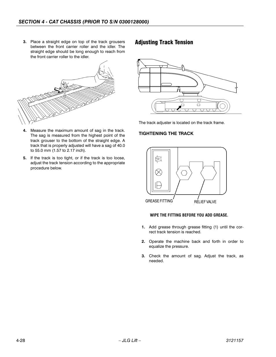 Adjusting track tension, Adjusting track tension -28 | JLG 600SC_660SJC Service Manual User Manual | Page 90 / 406