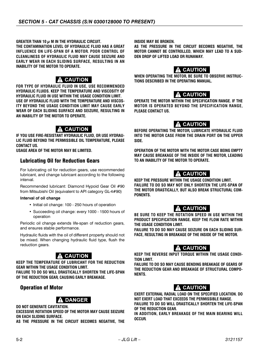 Lubricating oil for reduction gears, Operation of motor | JLG 600SC_660SJC Service Manual User Manual | Page 94 / 406