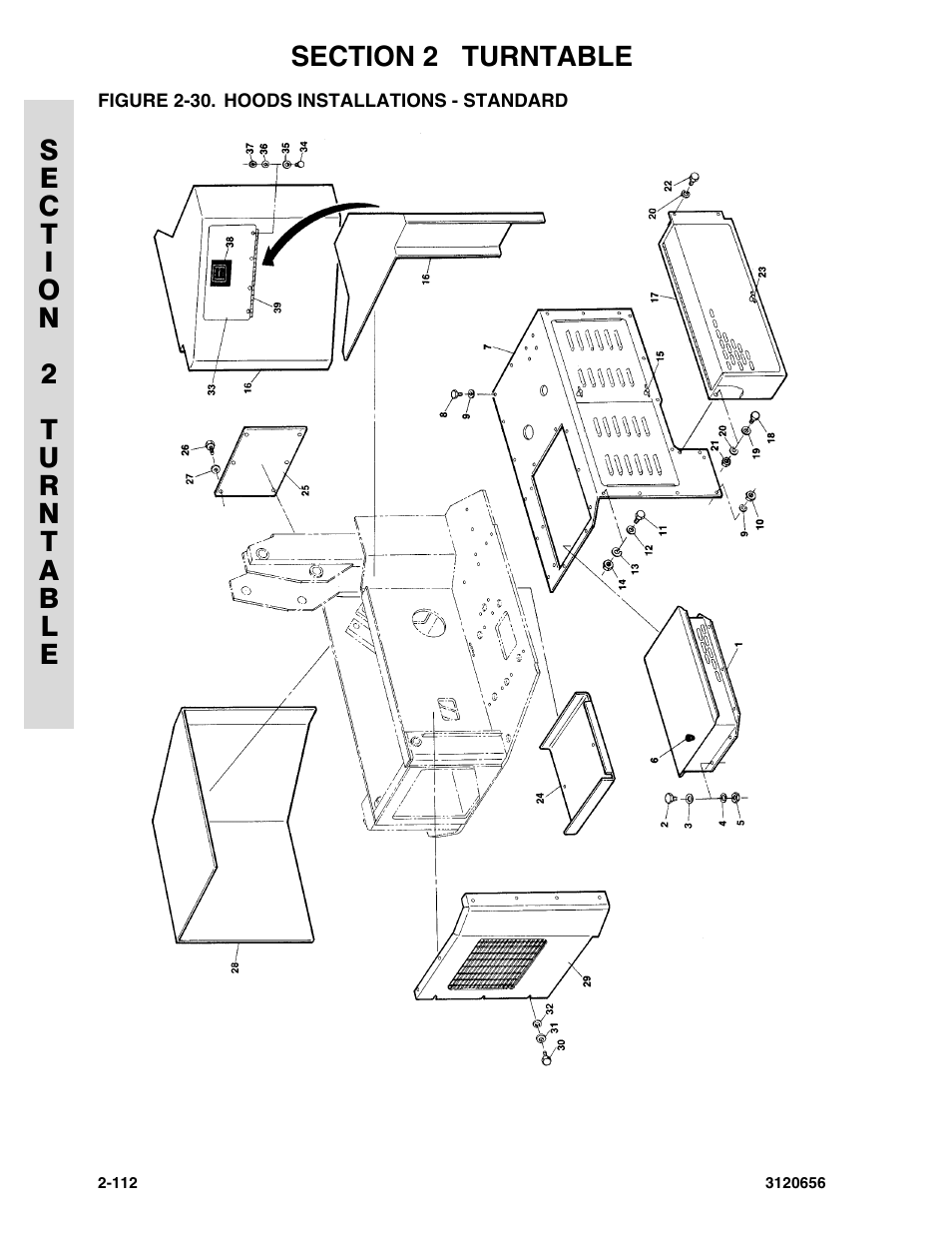 Figure 2-30. hoods installations - standard, Hoods installations - standard -112 | JLG 60HA ANSI Parts Manual User Manual | Page 184 / 352