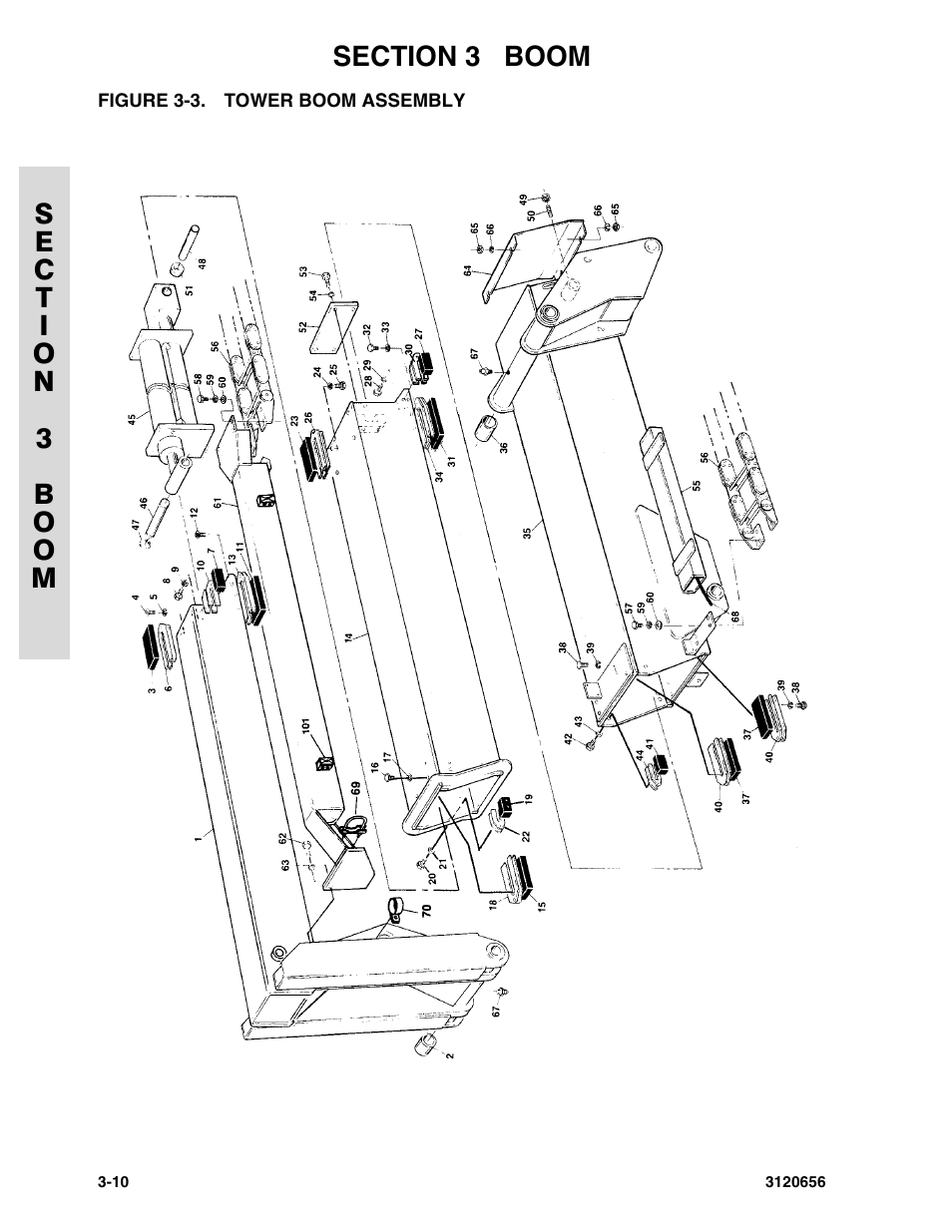 Figure 3-3. tower boom assembly | JLG 60HA ANSI Parts Manual User Manual | Page 204 / 352