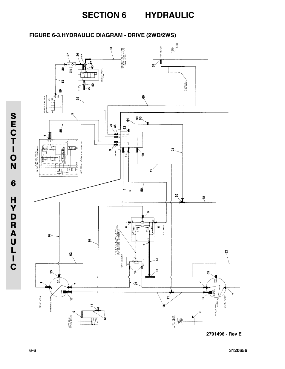 Figure 6-3. hydraulic diagram - drive (2wd/2ws) | JLG 60HA ANSI Parts Manual User Manual | Page 288 / 352