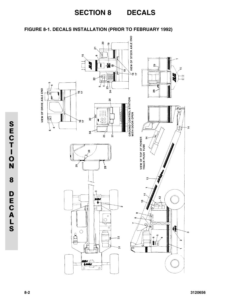 Decals installation (prior to february 1992) -2 | JLG 60HA ANSI Parts Manual User Manual | Page 338 / 352