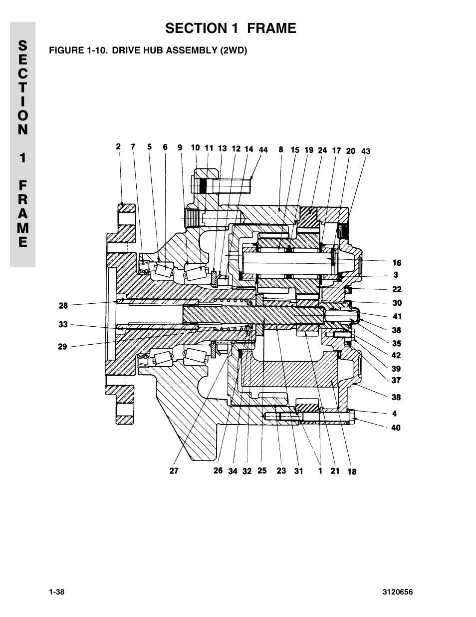 Figure 1-10. drive hub assembly (2wd), Drive hub assembly (2wd) -38 | JLG 60HA ANSI Parts Manual User Manual | Page 46 / 352