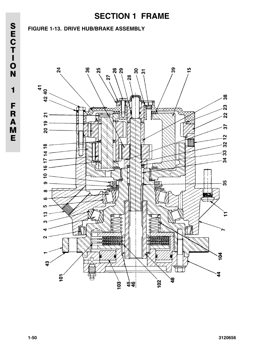 Figure 1-13. drive hub/brake assembly, Drive hub/brake assembly -50 | JLG 60HA ANSI Parts Manual User Manual | Page 58 / 352