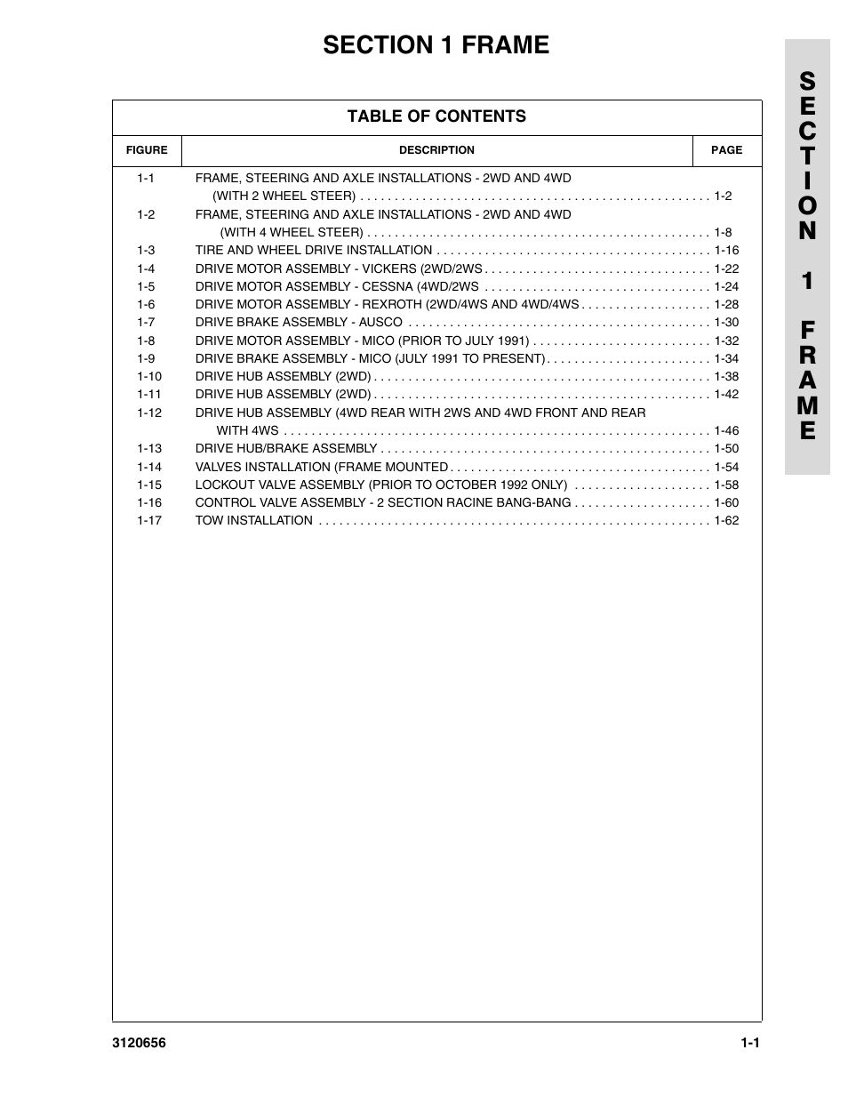 Section 1 frame, Section 1 - frame -1 | JLG 60HA ANSI Parts Manual User Manual | Page 9 / 352