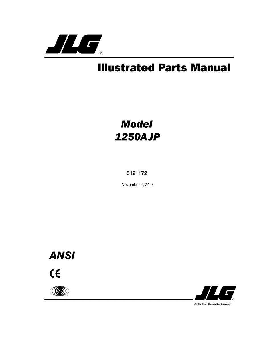 JLG 1250AJP Parts Manual User Manual | 444 pages