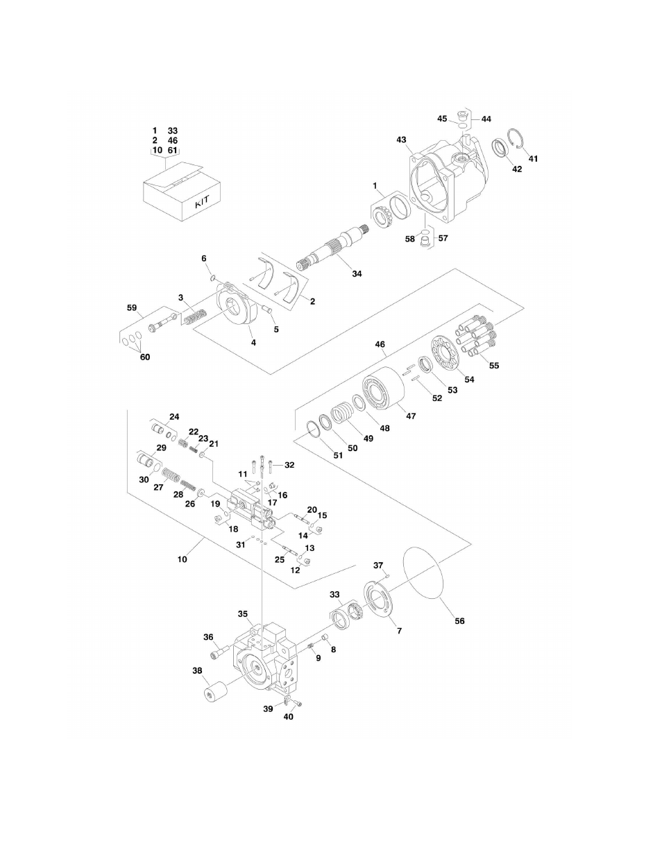 Figure 2-12. pump assembly (sauer piston) | JLG 1250AJP Parts Manual User Manual | Page 128 / 444