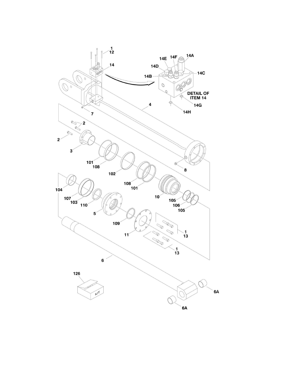 Figure 5-5. lift cylinder assembly (main boom) | JLG 1250AJP Parts Manual User Manual | Page 268 / 444