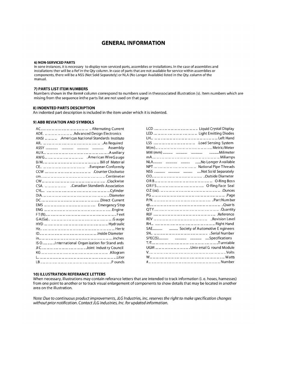 JLG 1250AJP Parts Manual User Manual | Page 6 / 444